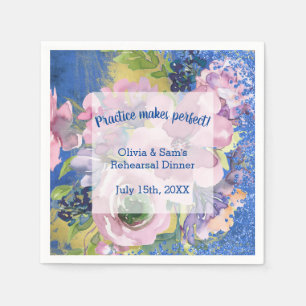 Servilleta De Papel Lavender Blues Watercolor Floral Ensayo Cena