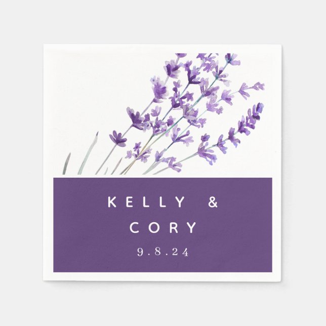 Servilleta De Papel Lavender Boda Papel Napkin (Anverso)