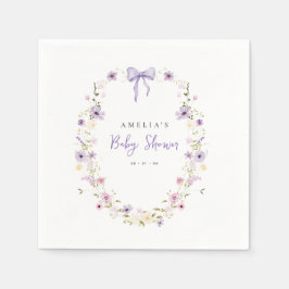 Servilleta De Papel Lavender Bow Baby Shower Wildflower Paper Napkins
