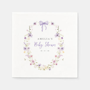 Servilleta De Papel Lavender Bow Baby Shower Wildflower Paper Napkins