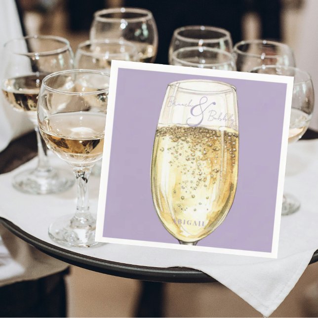 Servilleta De Papel Lavender Bridal Brunch & Bubbly Shower Coctel (Subido por el creador)