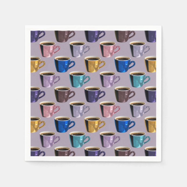 Servilleta De Papel Lavender Café Cups Napkins (Anverso)
