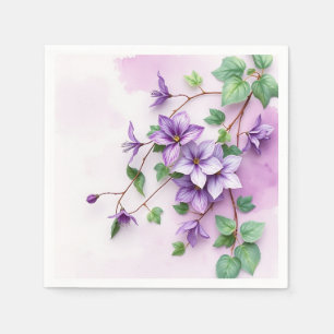 Servilleta De Papel Lavender Clematis Vine Watercolor