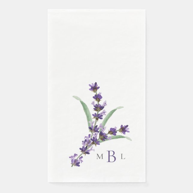 Servilleta De Papel Lavender Elegant Foliage Monograma Boda (Anverso)