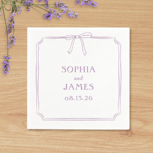 Servilleta De Papel Lavender Elegante Whimsical Simple Bow Boda