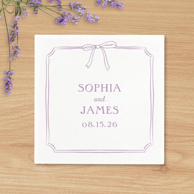 Servilleta De Papel Lavender Elegante Whimsical Simple Bow Boda (Subido por el creador)