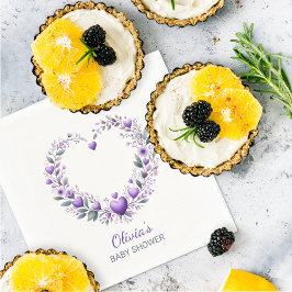 Servilleta De Papel Lavender Floral Heart Baby Shower