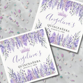 Servilleta De Papel Lavender Floral Purple Quinceanera