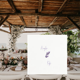 Servilleta De Papel Lavender Floral Script Nombres Boda Cóctel