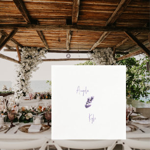 Servilleta De Papel Lavender Floral Script Nombres Boda Cóctel
