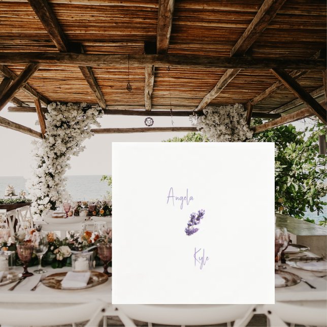 Servilleta De Papel Lavender Floral Script Nombres Boda Cóctel (Subido por el creador)