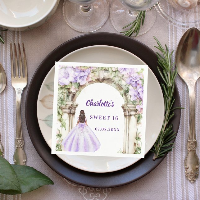 Servilleta De Papel Lavender florals arch dress Sweet 16 (Subido por el creador)