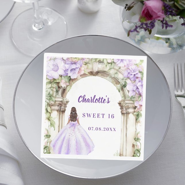 Servilleta De Papel Lavender florals arch dress Sweet 16 luncheon (Subido por el creador)