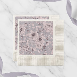 Servilleta De Papel Lavender Grey Floral Watercolor