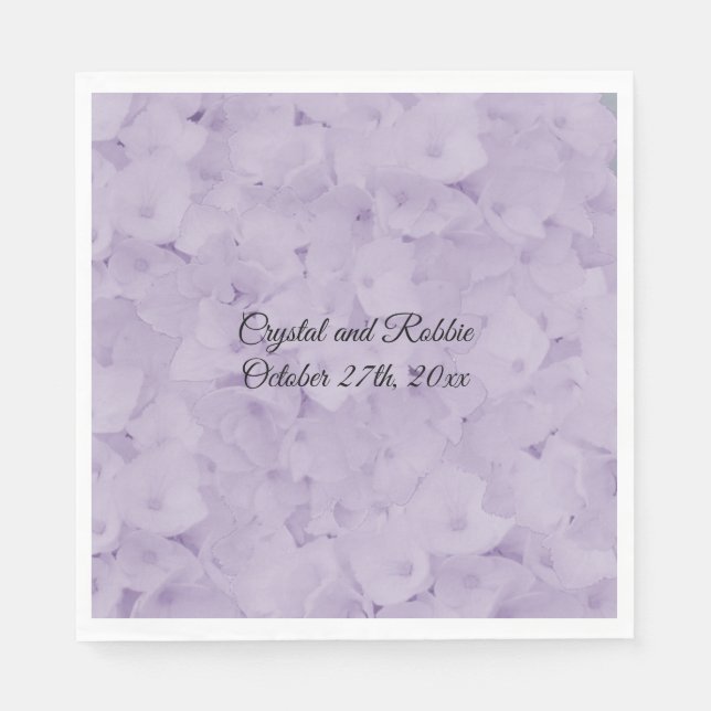 Servilleta De Papel Lavender Hydrangea Boda Napkins de papel (Anverso)