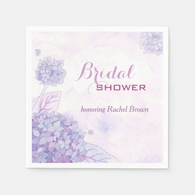Servilleta De Papel Lavender Hydrangeas Bridal Shower (Anverso)