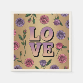 Servilleta De Papel Lavender LOVE Textos Cocktail Napkins