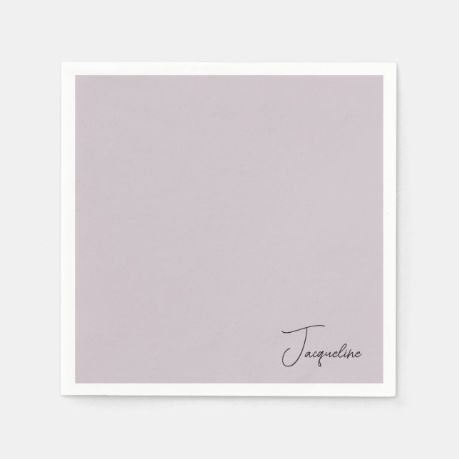 Servilleta De Papel Lavender Nombre Script Personalizado Ducha Cóctel (Anverso)