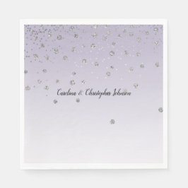 Servilleta De Papel Lavender Purple Ombre Silver Confetti Sparkle