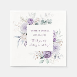 Servilleta De Papel Lavender Purple Peony White Rose Boda Napkin
