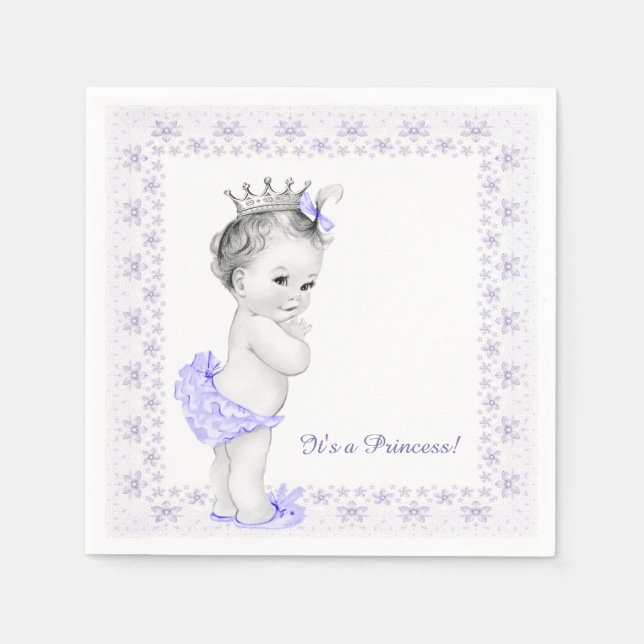 Servilleta De Papel Lavender Purple Princess Baby Shower (Anverso)
