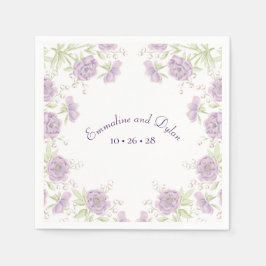 Servilleta De Papel Lavender Purple Rose Wedding