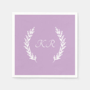 Servilleta De Papel Lavender Soft Purple Floral Monograma Boda