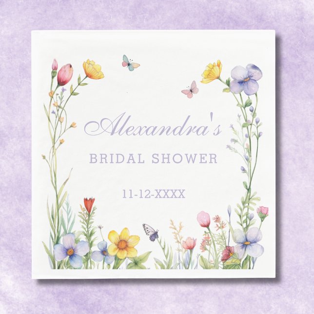 Servilleta De Papel Lavender Summer Wildflowers Boho Bridal Shower (Subido por el creador)