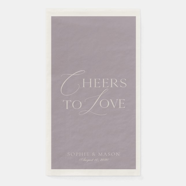Servilleta De Papel Lavender Taupe “Cheers to Love” Wedding (Anverso)