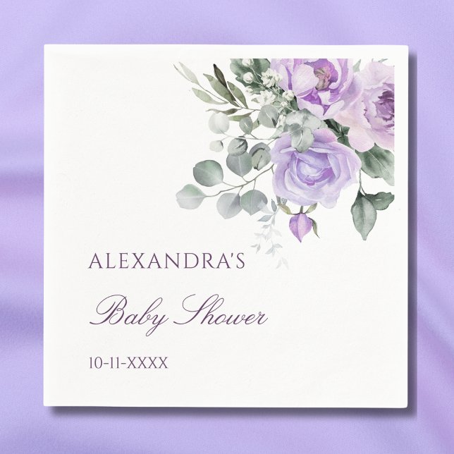 Servilleta De Papel Lavender Watercolor Floral Baby Shower (Subido por el creador)