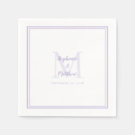 Servilleta De Papel Lavender Wedding Monogram Modern Initial & Names