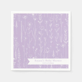 Servilleta De Papel Lavender Wildflower Baby Shower | Floral Pattern 