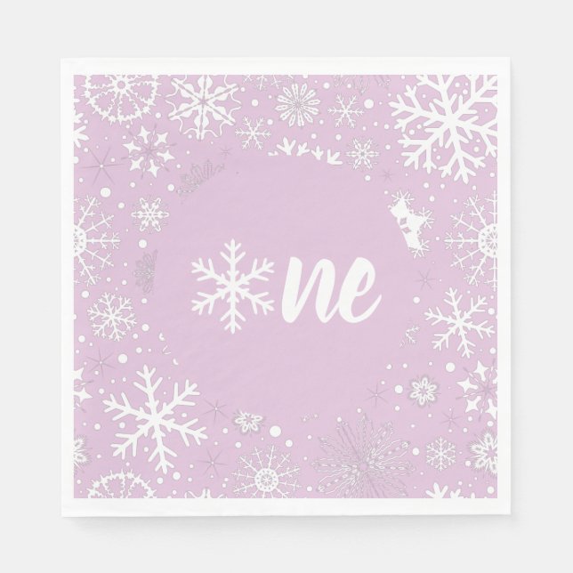 Servilleta De Papel Lavender Winter First Birday Snowflake Napkins (Anverso)