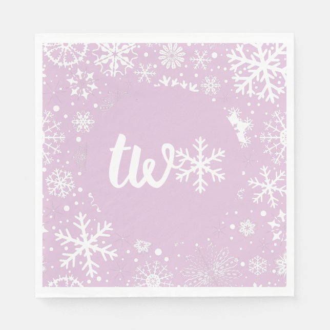 Servilleta De Papel Lavender Winter Segundo Aniversario Snowflake (Anverso)