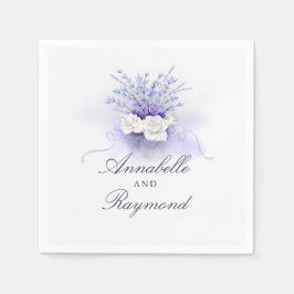 Servilleta De Papel Lavenders Bouquet Watercolor Elegante Boda