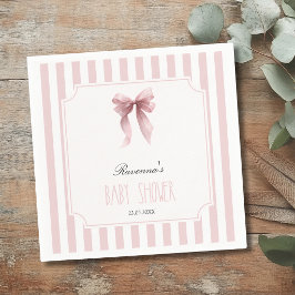 Servilleta De Papel Lazo a rayas sonrosadas Elegante fiesta Baby Showe