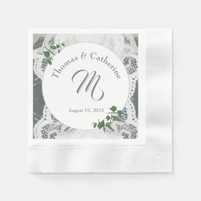 Servilleta De Papel Lazo blanco y Rosa deja papel (Anverso)