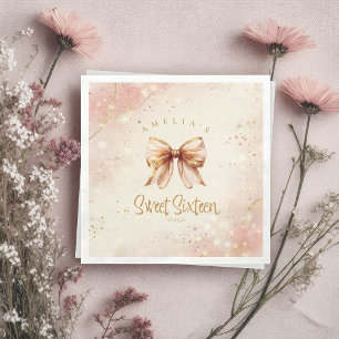 Servilleta De Papel Lazo Coqueta Glam Sweet Sixteen Rubor ID1289