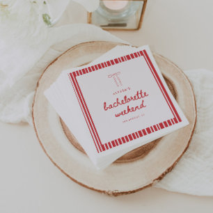 Servilleta De Papel Lazo Coquette de Rayas Personalizado para Despedid