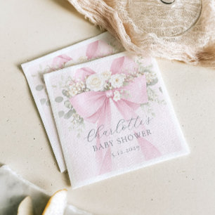 Servilleta De Papel Lazo Coquette Rosa Floral Bebé en floración Shower