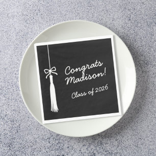 Servilleta De Papel Lazo Coquette Tassel de graduación negro Felicidad