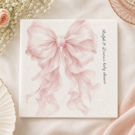 Servilleta De Papel Lazo de cinta rosa para baby shower