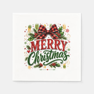 Servilleta De Papel Lazo de Cuadros Navideños