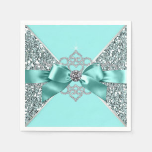 Servilleta De Papel Lazo de diamante azul turquesa