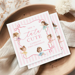 Servilleta De Papel Lazo de niñas rosadas Tutú Bailarina Cumpleaños 1e