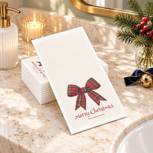 Servilleta De Papel Lazo de Tartán Rojo de Navidad