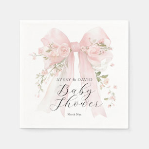 Servilleta De Papel Lazo Floral Elegante Cumpleaños de Bebe Niña