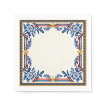 Lazo Floral Patriótico Rojo Blanco y Azul Elegante