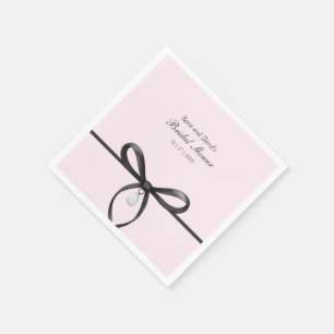 Servilleta De Papel Lazo negro con perla estilo old money para ducha d