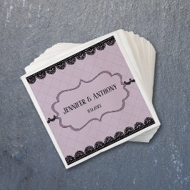 Servilleta De Papel Lazo negro sobre la boda personalizada de lavanda